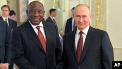 Президент ЮАР Сирил Рамафоса и Владимир Путин