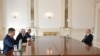 Президент Азербайджана Ильхам Алиев принимает спецпосланника главы МИД РФ по вопросам нормализации отношений между Арменией и Азербайджаном Игоря Ховаева, Баку, 14 февраля 2023 г.