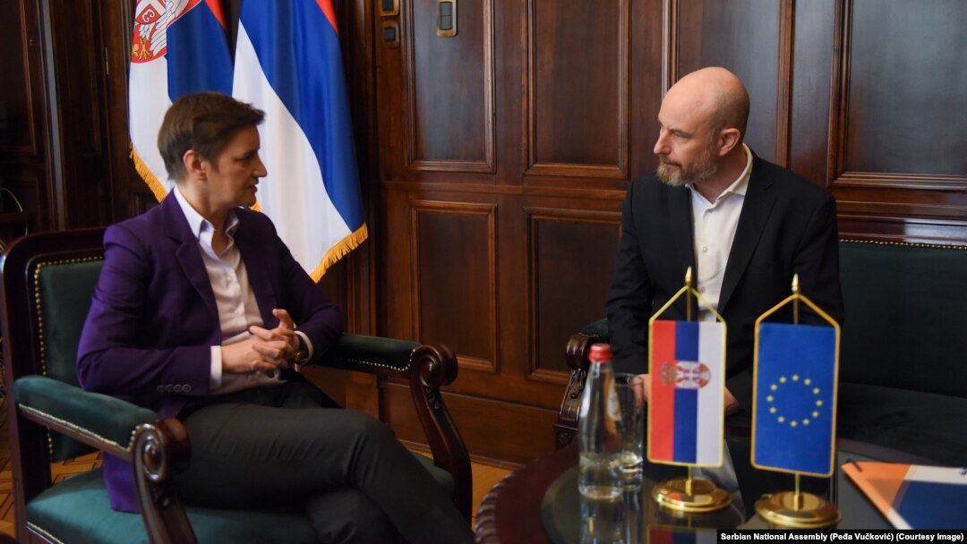 Predsednica Skupštine Srbije Ana Brnabić sa izvestiocem Evropskog parlamenta za Srbiju Vladimirom Bilčikom, 5. jun 2024. 