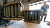 Pallets of 155-millimeter shells bound for Ukraine from the United States are seen in April 2022. Since US support has scaled back, European countries have stepped in to try and keep Ukraine armed in its fight against Russia's invasion.