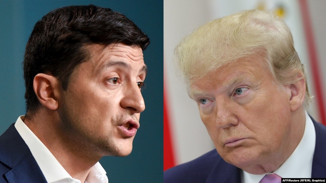 The impeachment probe is centered on allegations concerning a phone call U.S. President Donald Trump (right) had with his Ukrainian counterpart Volodomyr Zelenskiy on on July 25.