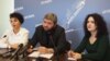 Элана Джопуа (слева) и Астамур Логуа на пресс-конференции