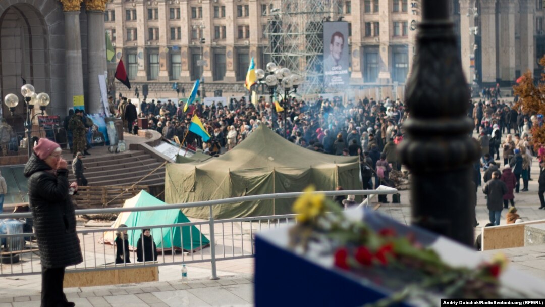 Мітинг і намети на майдані Незалежності, Київ, 21 лютого 2016 року