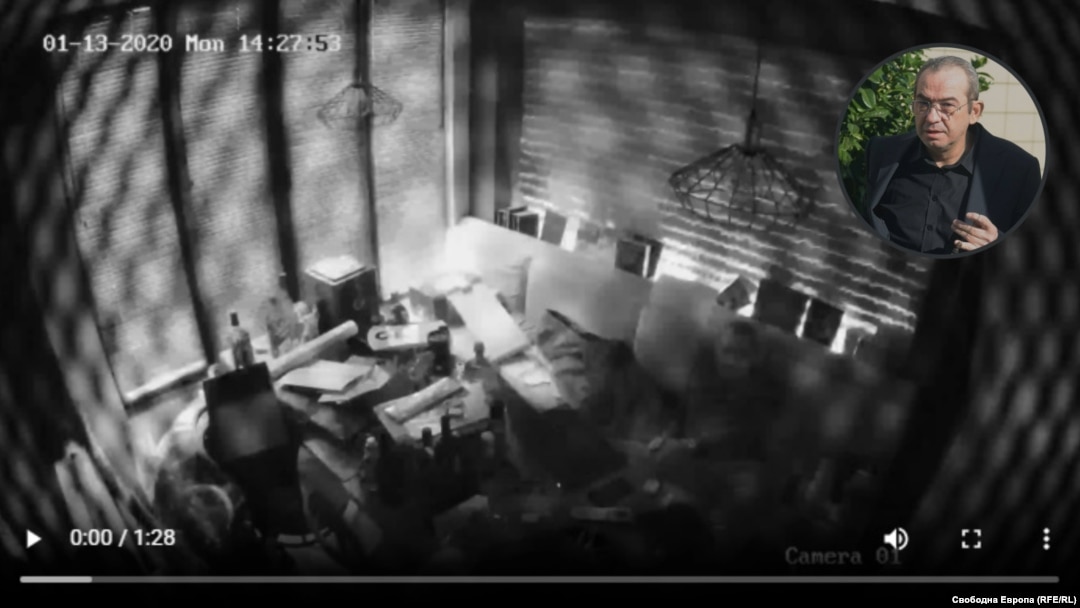 Кадър от анонимно разпространеното видео, за което се твърди, че показва запис от среща между Петьо Петров - Еврото и европейската прокурорка от България Теодора Георгиева.
