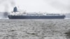 The Eagle S oil taker, which is suspected of belonging to Russia's "shadow fleet," is seen anchored in the Gulf of Finland in January. 