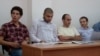 ՀԱԿ-ի ակտիվիստներ (ձախից` աջ) Սարգիս Գեւորգյանը, Դավիթ Քիրամիջյանը, Արտակ Կարապետյանը եւ Տիգրան Առաքելյանը դատարանի դահլիճում, հունիս, 2012թ.