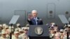 Georgia -- U.S. Vice President Mike Pence addresses servicemen participating in the joint multinational military exercise 'Noble Partner 2017' at an airbase outside Tbilisi on August 1, 2017.