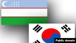 Özbegistanyň we Günorta Koreýanyň baýdaklary
