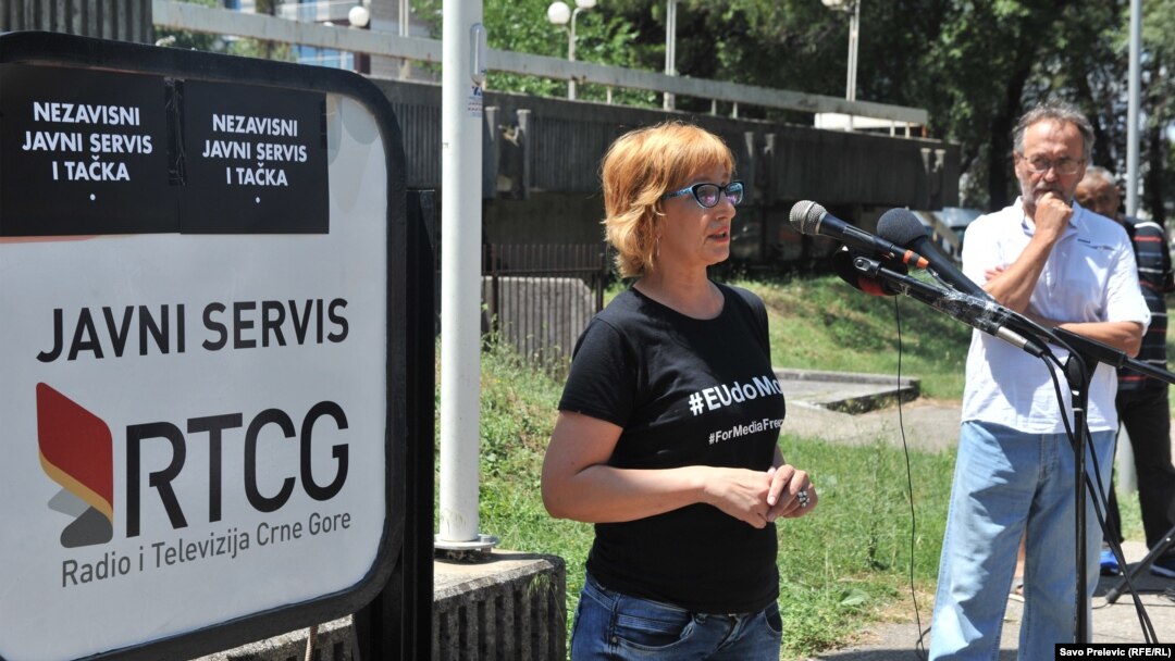 Sa protesta ispred zgrade RTCG-a, Podgorica