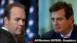 Айыпталуучулар Пол Манафорт (оңдо) жана Рик Гейтс. 