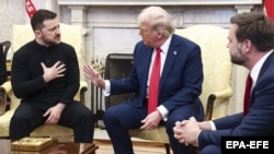 Владимир Зеленский во время встречи с Дональдом Трампом в Белом доме, 28 февраля 2025 года