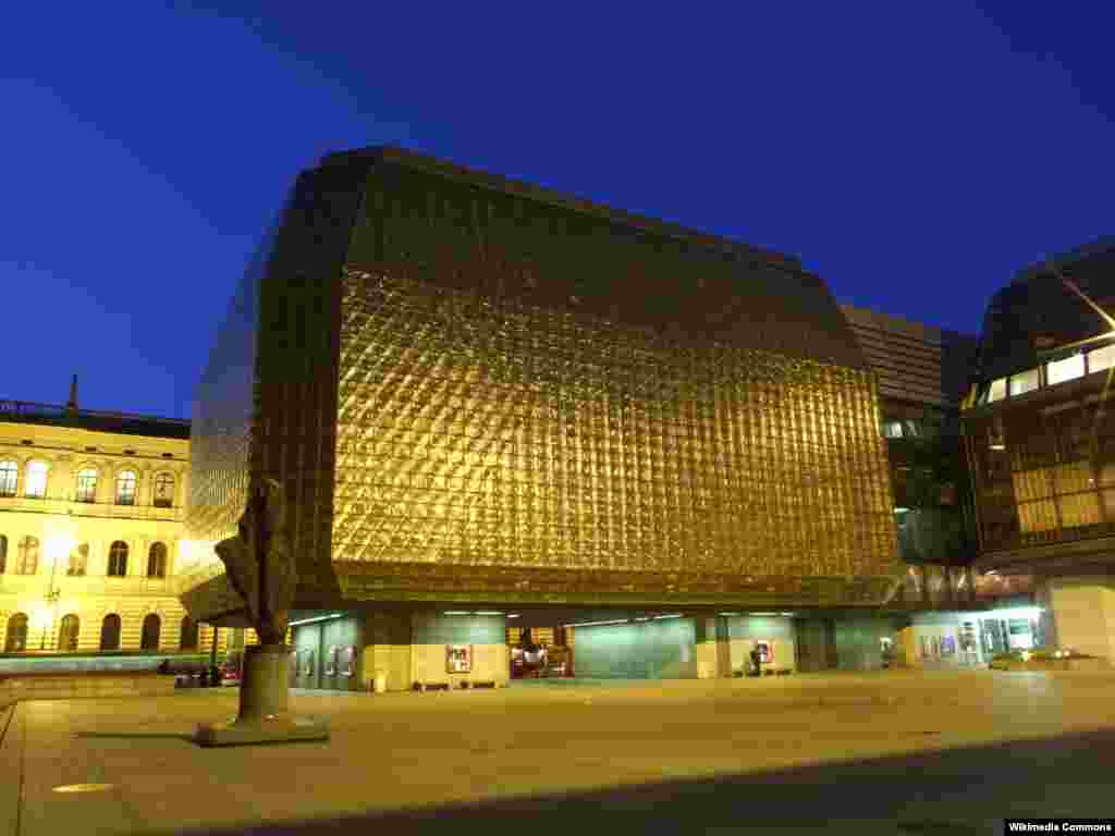 Prague's New Stage theater, an extension of the stately National Theater of 1881, was designed by Karel Prager, a top architect from the communist era. Completed in 1983, its exterior of opaque glass blocks has famously been described as resembling frozen urine.