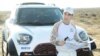 Türkmenistanyň prezidenti Gurbanguly Berdimuhamedow "öz ýasan" sport ulagy bilen. TDH-nyň fotosuraty 